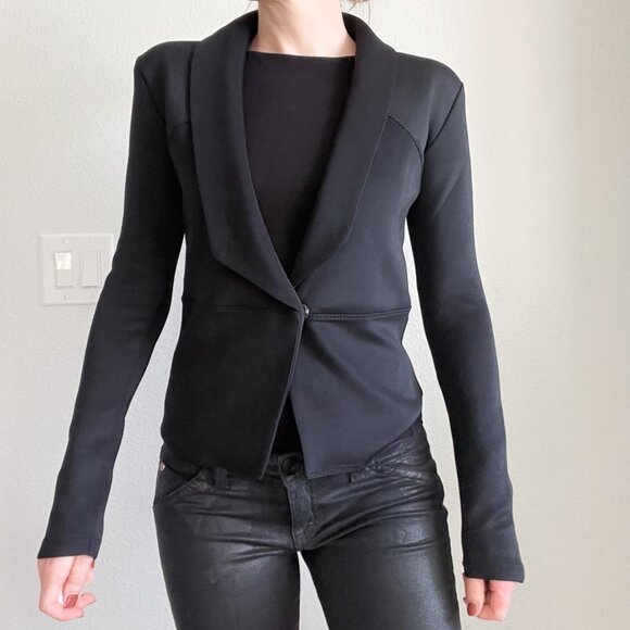 Aqua Black Tailored Blazer | Stretchy Structured Office Jacket | Workwear Staple - Picture 1 of 6